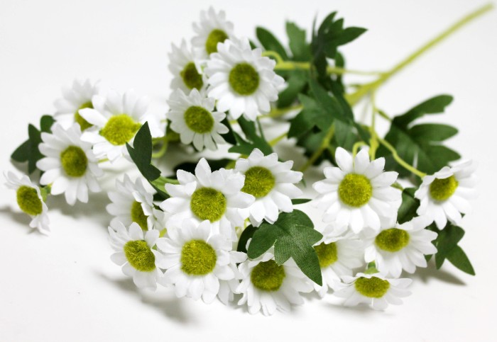 В12264 Б/С Ветка ромашка с зеленой серединой 56см(10шт)