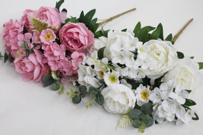 Б11987 Б/С Букет пион с гортезией 11в."Фонтенбло"55см