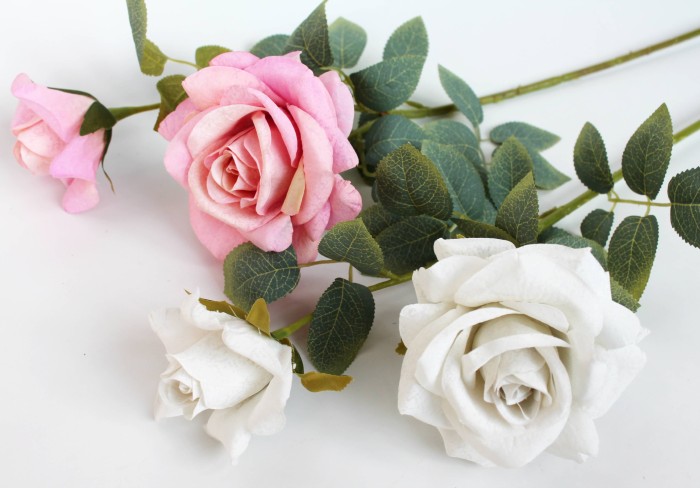 В11825 Ветка мраморная роза 2гол."Мишель"70см(10шт)