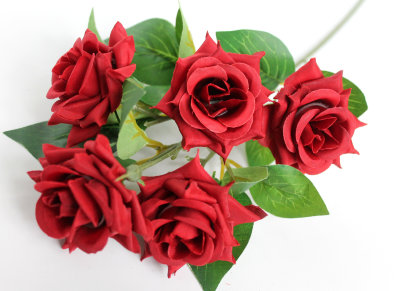 В11775 Б/С Ветка розы кустовая "Красное и белое"5г.Н49см(5шт)