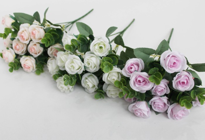 Б11913 Б/С Букет роз с эвкалиптом"Александрит"5вет.Н31см(20шт)