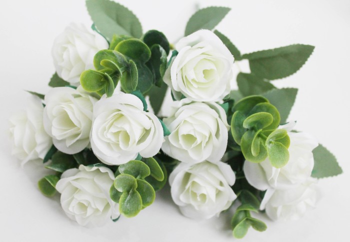 Б11913 Б/С Букет роз с эвкалиптом"Александрит"5вет.Н31см(20шт)