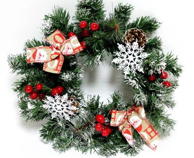 Д12112 Б/С Новогодний венок заснеженный&quot;Уже украшено&quot;ПВХ D35см