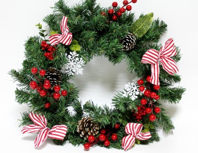 Д12113 Б/С Новогодний венок рождественский&quot;Уже украшено&quot;ПВХ45см