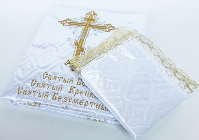 Р3587 Б/С Компл.с вышивк. "Дева/ Спас" (покрывало наволочка) 0.9х2.0