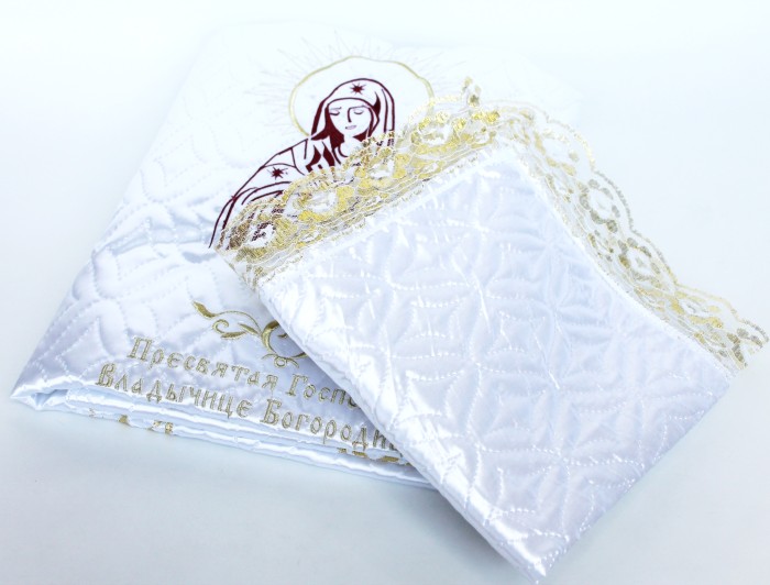 Р3587 Б/С Компл.с вышивк. "Дева/ Спас" (покрывало наволочка) 0.9х2.0
