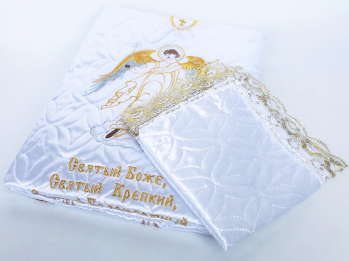 Р3587 Б/С Компл.с вышивк. "Дева/ Спас" (покрывало наволочка) 0.9х2.0