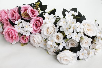 Б11985 Б/С Букет 15вет.роза с гортензией"Маркиза"53см