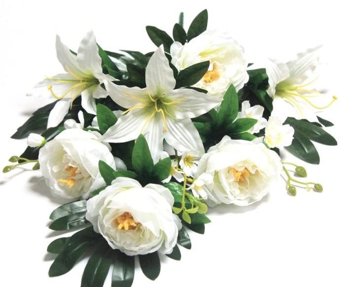 Б12192 Б/С Букет-веер пион и лилия 7 голов 3 вет."Очарование"67см