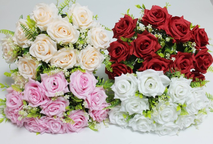 Б12258 Б/С Бук.11гол.открытых роз с дорогим лист."Амалия"39см