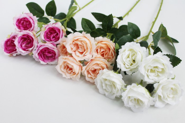 В11490 Кустовая 5 гол.пионовидная роза"Леди"Н45см(10шт)