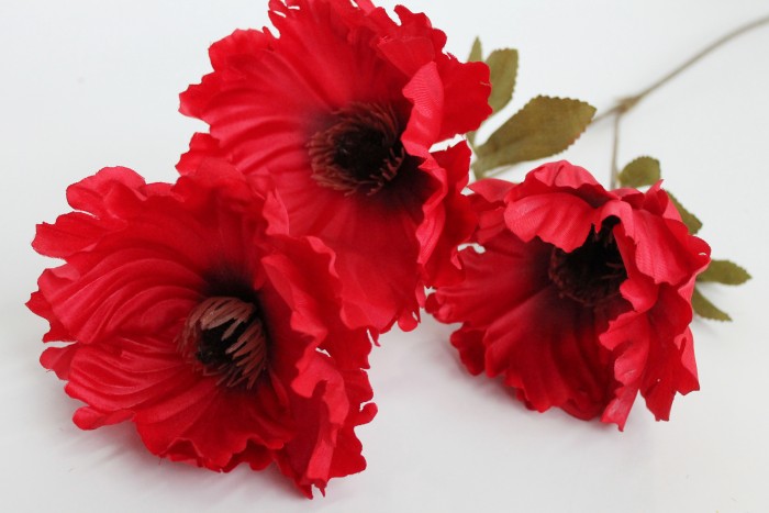 В11495 Ветка мака тройная крупноголовая Н71см(5шт)