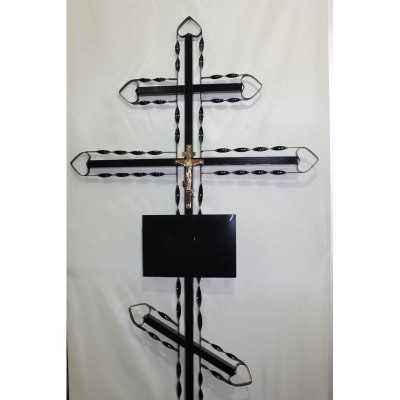 Р5401 Б/С Крест на могилу металл с распятием витой №3 Н-200 см