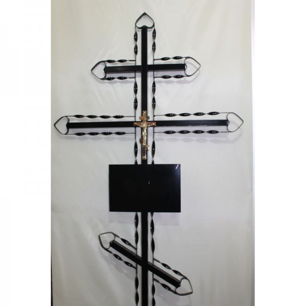 Р5401 Б/С Крест на могилу металл с распятием витой №3 Н-200 см