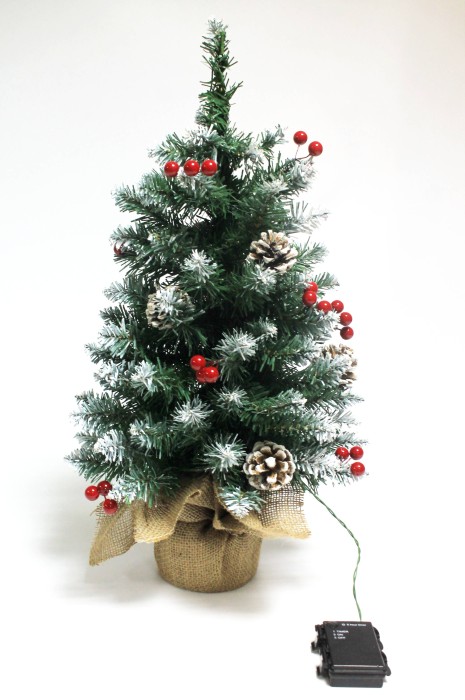 Д12201 Б/С Елка святящаяся на стол заснеженная ПВХ Н60см