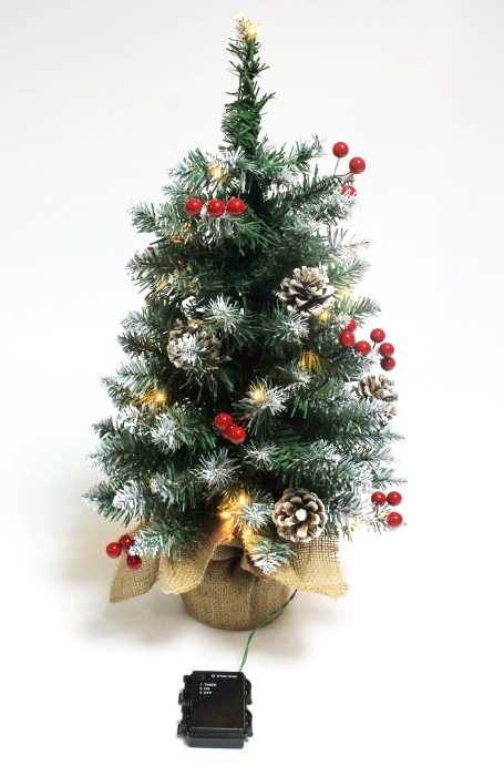 Д12201 Б/С Елка святящаяся на стол заснеженная ПВХ Н60см