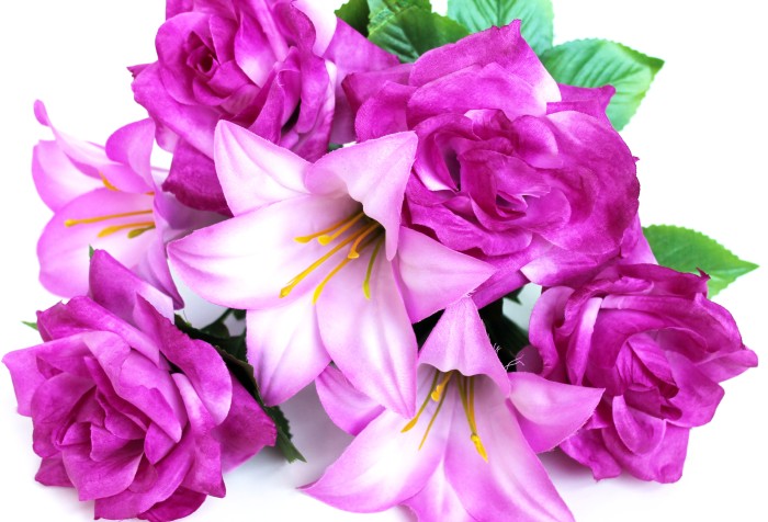 Б11168 Бук.роза с лилией"Фруже"7вет.Н48см(10микс)