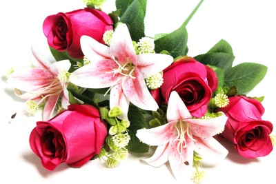 Б12289 Б/С Букет Супер бутылочных 4 бут.с латексной 3 лилии 62см 