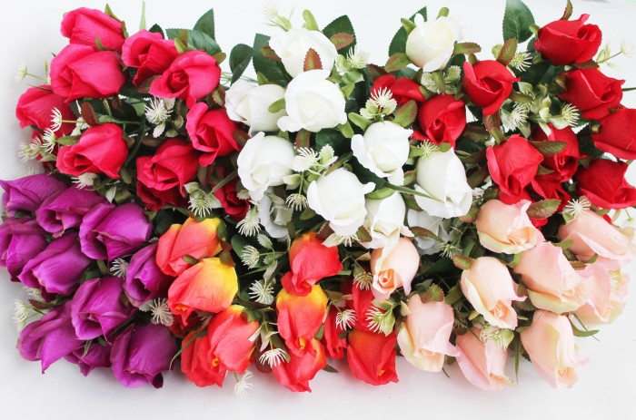 Б11529 Б/С Букет роз бутон кручёный"Вивьен"12г.Н54см(6микс)