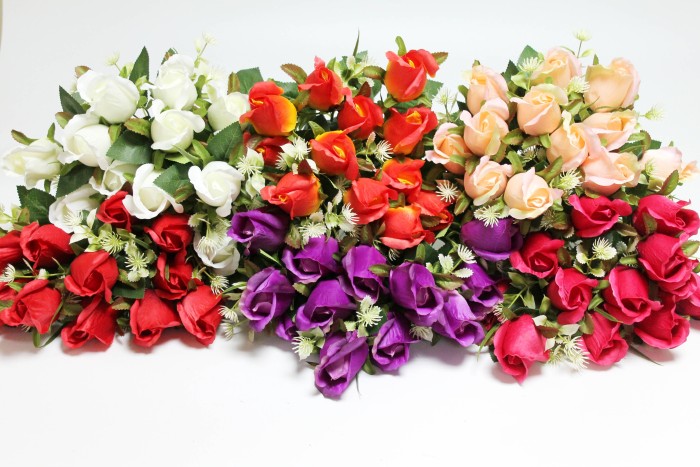 Б11529 Б/С Букет роз бутон кручёный"Вивьен"12г.Н54см(6микс)