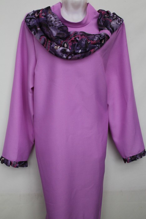 Р3681 Платье с шарфом (габардин + шифон)