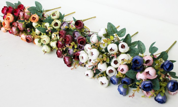 Б8007 Б/С Бук. 18 голов 7 веток камелий перламутровый 35см(20микс)