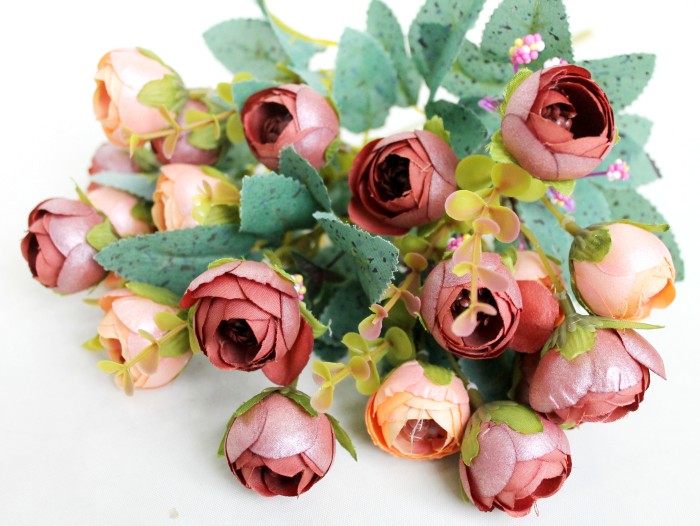 Б8007 Б/С Бук. 18 голов 7 веток камелий перламутровый 35см(20микс)