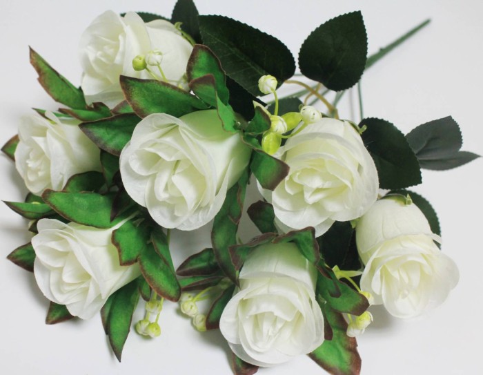 Б12214 Б/С Букет бутон в розетке 7г.с доб.гипсофила"Рей"45см(20микс)