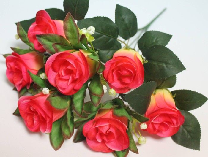 Б12214 Б/С Букет бутон в розетке 7г.с доб.гипсофила"Рей"45см(20микс)