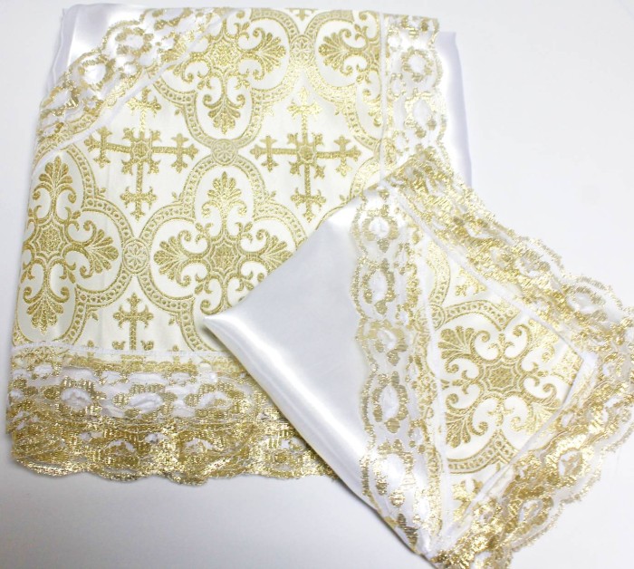 Р7121 Комплект из парчи,креп-сатина с кружевом