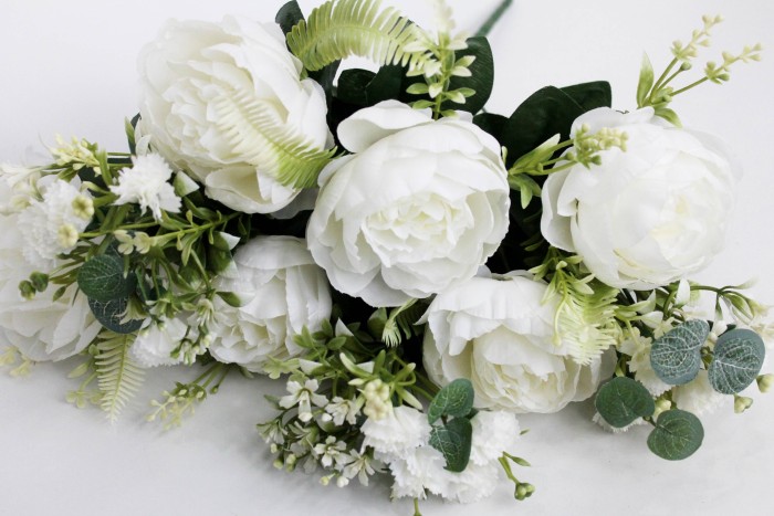 Б11936 Б/С Букет пионов 9 вет.с доб.и эвкалипт."Сопрано"47см