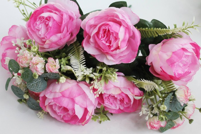 Б11936 Б/С Букет пионов 9 вет.с доб.и эвкалипт."Сопрано"47см