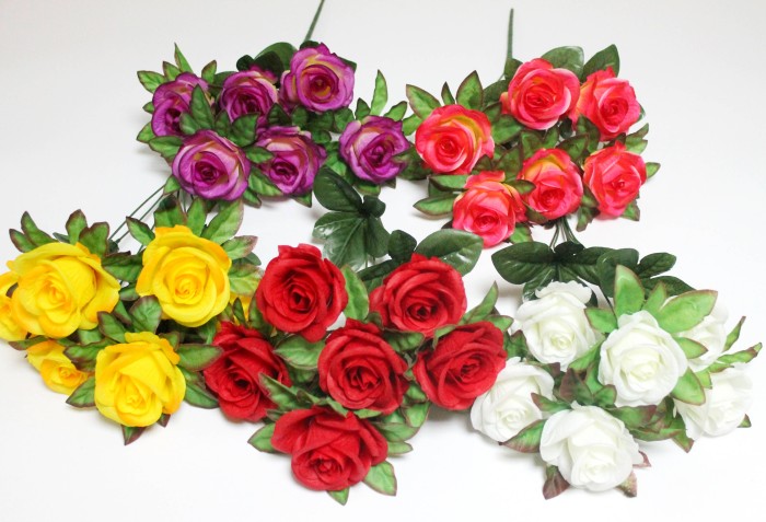 Б12220 Б/С Букет роз многослойн.в розетке 6г."Арина"44см(20микс)