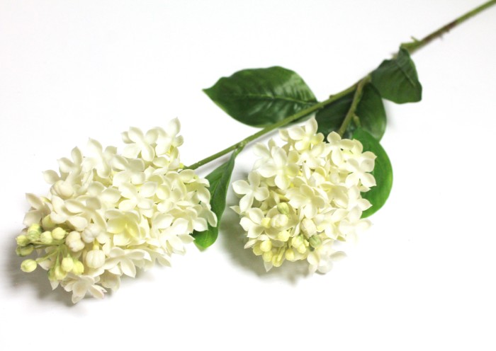 В12053 Б/С Ветка сирень силикон многоцветковая 2 крупн.головы 70см