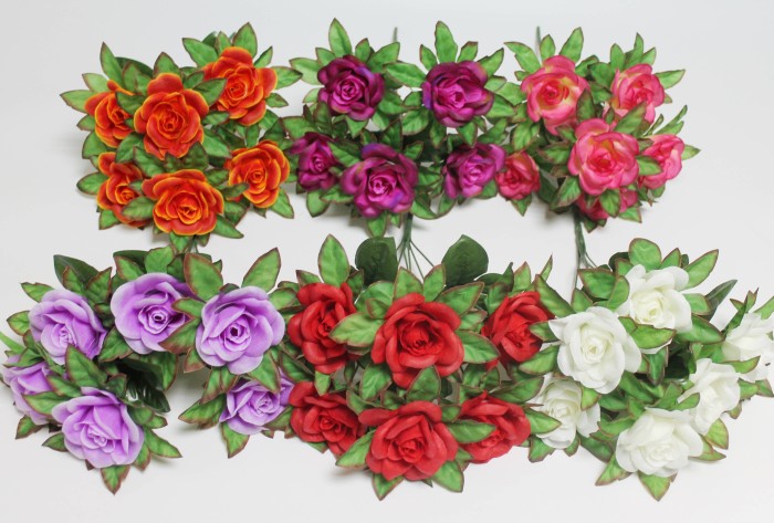 Б12222 Б/С Букет роз в розетке 6гол."Ангелина"41см(20микс)