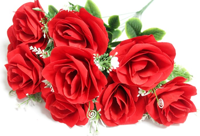 Б12063 Б/С Букет крупных 9 голов роз бархатный"Сударыня"55см(10шт)