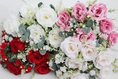 Б11939 Б/С Букет роз 9в.с эвкал.и красив.доб.&quot;Вумен&quot;48см(4микс)