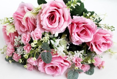 Б11939 Б/С Букет роз 9в.с эвкал.и красив.доб."Вумен"48см(4микс)