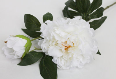 В11617 Б/С Ветка очень большой пион 2 головы"Биг Бен"70см