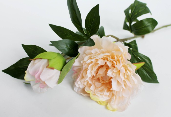 В11617 Б/С Ветка очень большой пион 2 головы"Биг Бен"70см