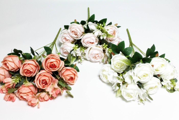 Б12147 Б/С Букет роз с эвкалиптом 11вет."Марлен"Н53см