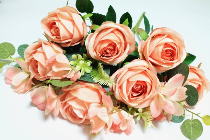 Б12147 Б/С Букет роз с эвкалиптом 11вет."Марлен"Н53см