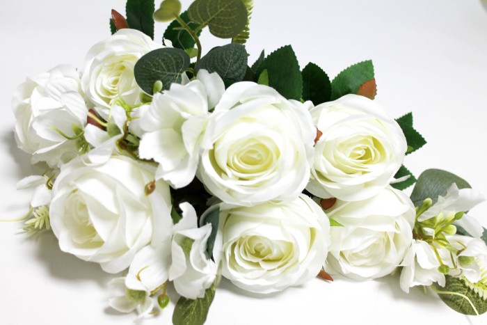 Б12147 Б/С Букет роз с эвкалиптом 11вет."Марлен"Н53см