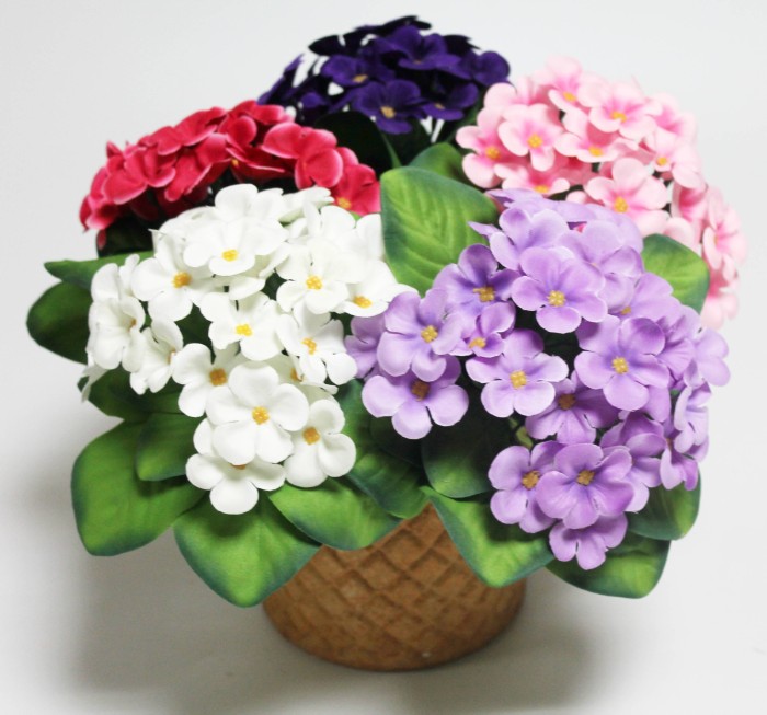 Б12224 Б/С Букет флористической фиалки с дорогим листом"Женева"18см(10шт)