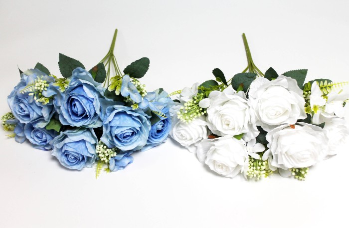 Б12149 Б/С Букет крупгоголовых роз 10вет.с добав."Свадебный"Н49см