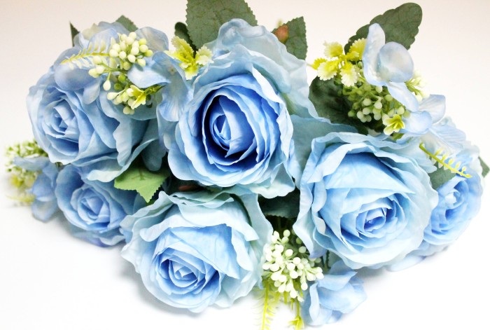 Б12149 Б/С Букет крупгоголовых роз 10вет.с добав."Свадебный"Н49см