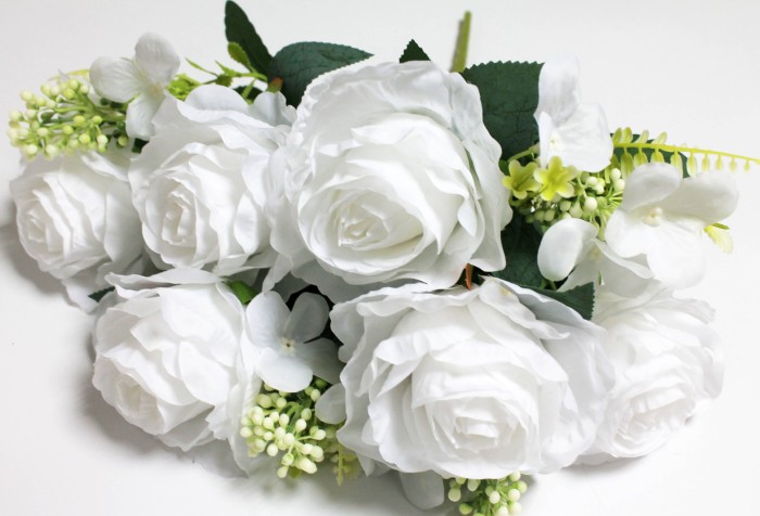 Б12149 Б/С Букет крупгоголовых роз 10вет.с добав."Свадебный"Н49см