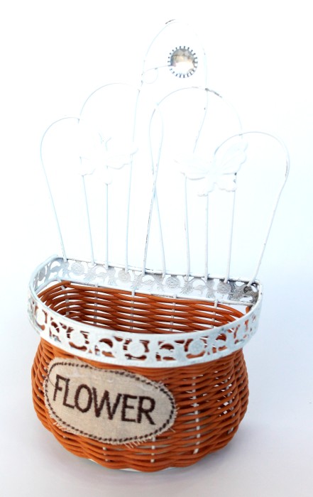 Э10763 Б/С Кашпо на стену в железн.карк."Бабочки"Н26см