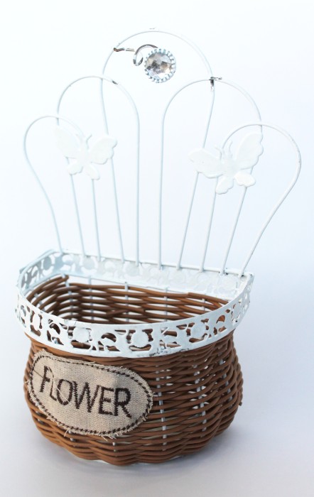 Э10763 Б/С Кашпо на стену в железн.карк."Бабочки"Н26см