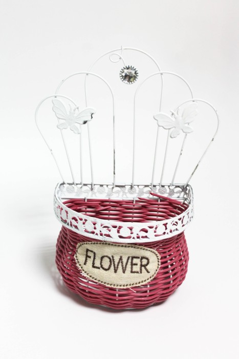 Э10763 Б/С Кашпо на стену в железн.карк."Бабочки"Н26см